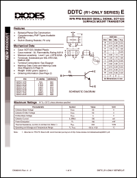 DDTC144TE datasheet: 50V; 100mA NPN PRE-biased small signal surface mount transistor DDTC144TE