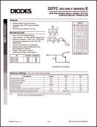 DDTC115GE datasheet: 50V; 100mA NPN PRE-biased small signal surface mount transistor DDTC115GE