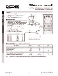 DDTA113TE datasheet: 50V; 100mA PNP PRE-biased small signal surface mount transistor DDTA113TE