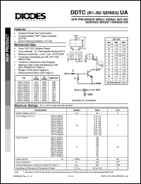 DDTC123YUA datasheet: 50V; 100mA NPN PRE-biased small signal surface mount transistor DDTC123YUA