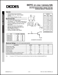 DDTC123TUA datasheet: 50V; 100mA NPN PRE-biased small signal surface mount transistor DDTC123TUA