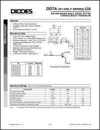 DDTA123TUA datasheet: 50V; 100mA PNP PRE-biased small signal surface mount transistor DDTA123TUA