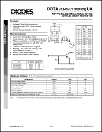 DDTA144GUA datasheet: 50V; 100mA PNP PRE-biased small signal surface mount transistor DDTA144GUA