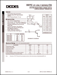DDTC113TCA datasheet: 50V; 100mA NPN PRE-biased small signal surface mount transistor DDTC113TCA