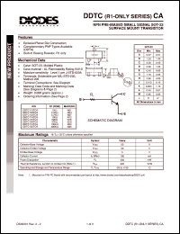 DDTC123TCA datasheet: 50V; 100mA NPN PRE-biased small signal surface mount transistor DDTC123TCA