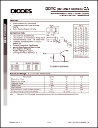 DDTC114GCA datasheet: 50V; 100mA NPN PRE-biased small signal surface mount transistor DDTC114GCA