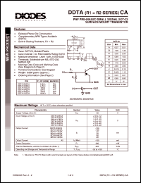 DDTA123ECA datasheet: 50V; 100mA PNP PRE-biased small signal surface mount transistor DDTA123ECA