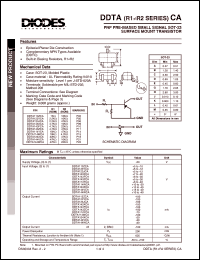 DDTA123YCA datasheet: 50V; 100mA PNP PRE-biased small signal surface mount transistor DDTA123YCA