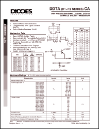 DDTA114WCA datasheet: 50V; 100mA PNP PRE-biased small signal surface mount transistor DDTA114WCA
