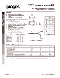 DDTC123TKA datasheet: 50V; 100mA NPN PRE-biased small signal surface mount transistor DDTC123TKA