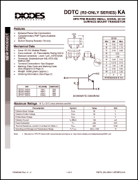 DDTC114GKA datasheet: 50V; 100mA NPN PRE-biased small signal surface mount transistor DDTC114GKA