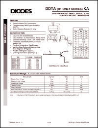 DDTA123TKA datasheet: 50V; 100mA PNP PRE-biased small signal surface mount transistor DDTA123TKA