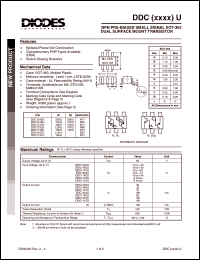 DDC123JU datasheet: 50V; 100mA NPN PRE-biased small signal dual surface mount transistor DDC123JU