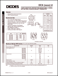 DCX124EU datasheet: 50V; 30mA complementary NPN/PNP PRE-biased small signal dual surface mount transistor DCX124EU