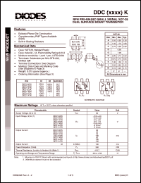 DDC114EK datasheet: 50V; 50mA NPN PRE-biased small signal dual surface mount transistor DDC114EK