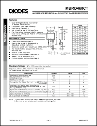 MBRD460CT datasheet: 60V; 4A surface mount dual schottky barrier rectifier. For use in low voltage, high frequency inverters, ORing and polarity protection applications MBRD460CT