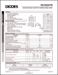 SD103ATW datasheet: 40V; 350mA surface mount schottky barrier diode array SD103ATW