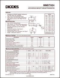 MMBTH24 datasheet: 40V; 50mA NPN surface mount VHF/UHF transistor. Ideal for mixer and AF amplifier applications with collector currents in the 100uA - 30mA range MMBTH24