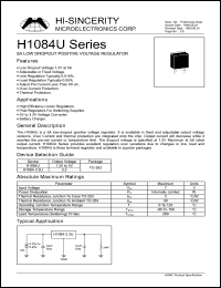 H1085E datasheet: 1.3-4V 3A low dropout positive voltage regulator H1085E