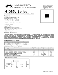 H1085-3.3J datasheet: 3.3V 3A low dropout positive voltage regulator H1085-3.3J