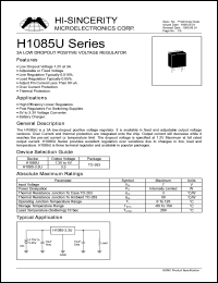 H1085-3.3U datasheet: 3.34V 3A low dropout positive voltage regulator H1085-3.3U