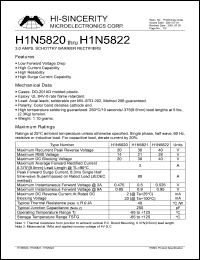 H1N5820 datasheet: 20V 3.0Amp schottky barrier rectifier H1N5820