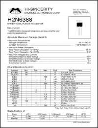 H2N6388 datasheet: 10A NPN epitaxial planar transistor for general purpose amplifier and switching applications H2N6388