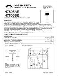 H7805AE datasheet: 35V 3-terminal positive voltage regulator H7805AE