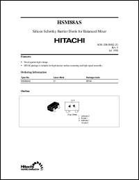 HSM88AS datasheet: High frequency Schottky barrier diode for detection and mixer HSM88AS