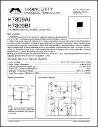 H7809AI datasheet: 35V 3-terminal positive voltage regulator H7809AI