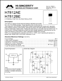 H7812BE datasheet: 35V 3-terminal positive voltage regulator H7812BE