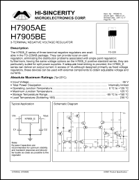 H7905BE datasheet: 35V 3-terminal positive voltage regulator H7905BE