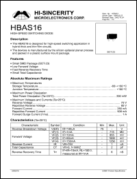 HBAS16 datasheet: 85V 1A high-speed switching diode for high-speed switching applications HBAS16