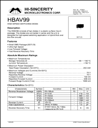 HBAV99 datasheet: 70V high-speed switching diode HBAV99