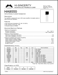 HA8050 datasheet: 6V PNP epitaxial planar transistor HA8050
