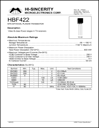 HBF422 datasheet: 50mA 5V NPN epitaxial planar transistor HBF422