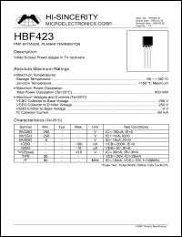 HBF423 datasheet: 50mA 5V PNP epitaxial planar transistor HBF423