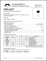 HBU407 datasheet: 7A NPN epitaxial planar transistor for use in TV horizontal output and switching applications HBU407