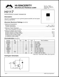 HI117 datasheet: 100V 4A PNP epitaxial planar transistor for use in general purpose amplifier and low-speed switching applications HI117