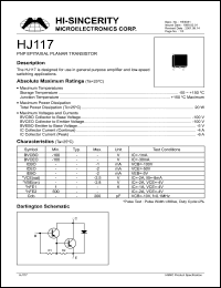 HJ117 datasheet: Emitter to base voltage:5V 4A PNP epitaxial planar transistor for use in general purpose amplifier and low-speed switching applications HJ117