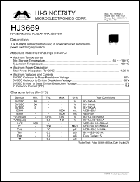 HJ3669 datasheet: Emitter to base voltage:5V 2A NPN epitaxial planar transistor for using in power amplifier applications power switching applications HJ3669