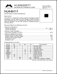 HJ44H11 datasheet: Emitter to base voltage:5V 8A NPN epitaxial planar transistor for various specific and general purpose applications HJ44H11