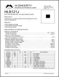HLB121J datasheet: Emitter to base voltage:6V; NPN triple diffused planar type high voltage transistor for use in switching applications HLB121J