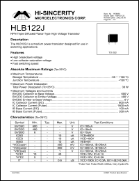 HLB122J datasheet: Emitter to base voltage:6V; NPN triple diffused planar type high voltage transistor for use in switching applications HLB122J