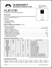 HLB123D datasheet: Emitter to base voltage:8V; NPN epitaxial planar transistor HLB123D