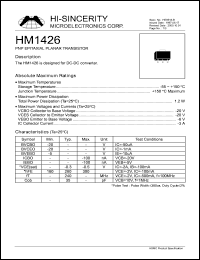 HM1426 datasheet: Emitter to base voltage:6V; NPN epitaxial planar transistor for DC-DC converter HM1426