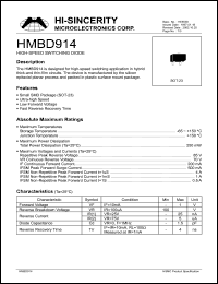 HMBD914 datasheet: 70V 200mA high-speed switching diode HMBD914