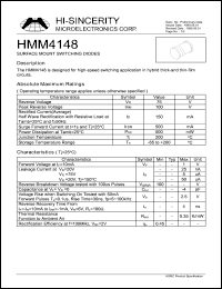 HMM4148 datasheet: Surface mount switching diode for high-speed switching applications HMM4148