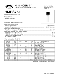 HMPS751 datasheet: Emitter to base voltage:5V 2A PNP silicon transistor HMPS751