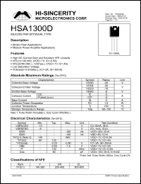 HSA1300D datasheet: Emitter to base voltage:6V 2A PNP epitaxial planar transistor HSA1300D